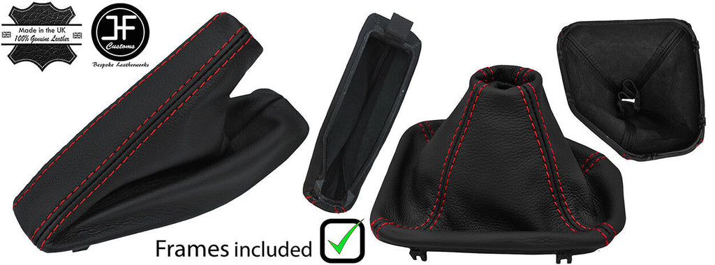 RED STITCH REAL LEATHER GEAR & HANDBRAKE+PLASTIC FRAME FITS BMW 5 E39 95-03