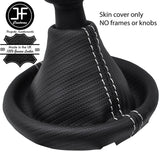 WHITE STITCHING CARBON FIBER VINYL GEAR GAITER FOR VW T5 TRANSPORTER CARAVELLE