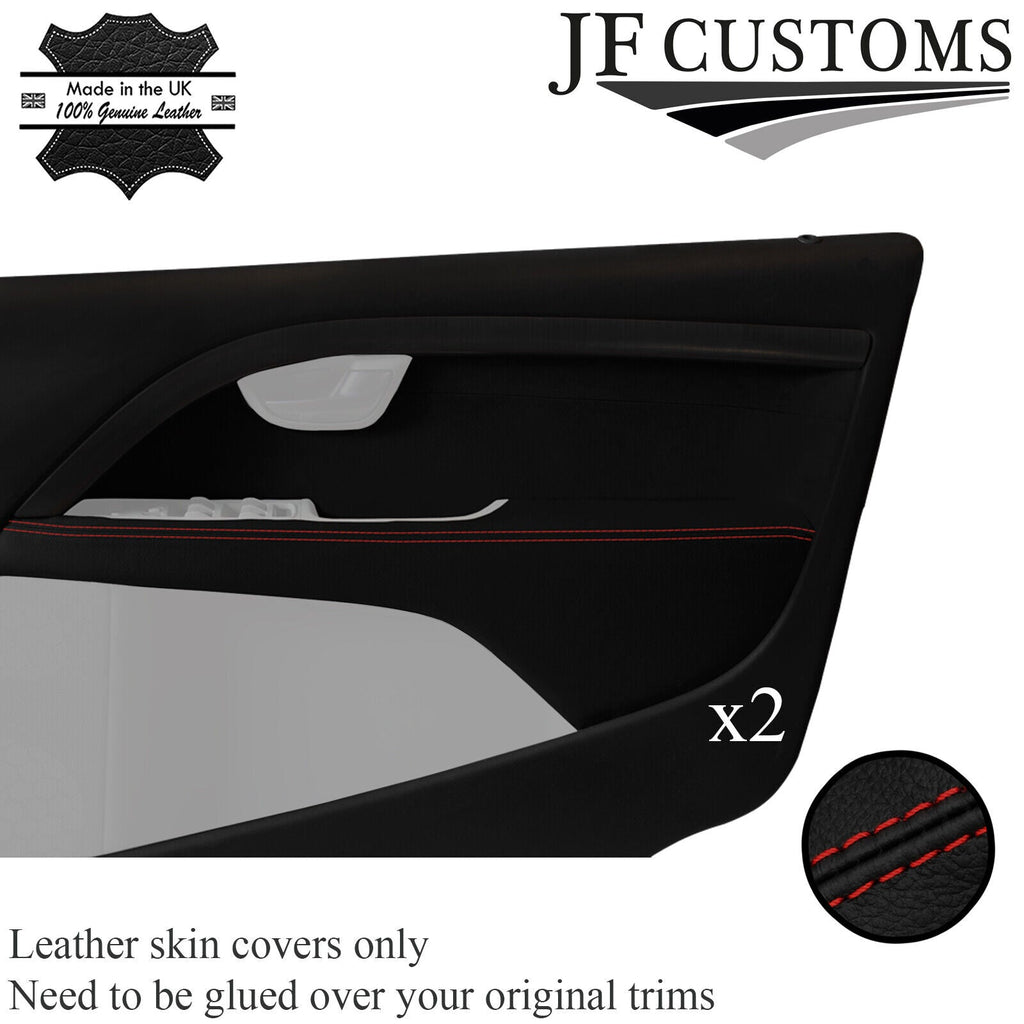 D RED STITCH ITALIAN LEATHER 2X FRONT DOOR ARMREST COVER FOR VOLVO S80 07-16