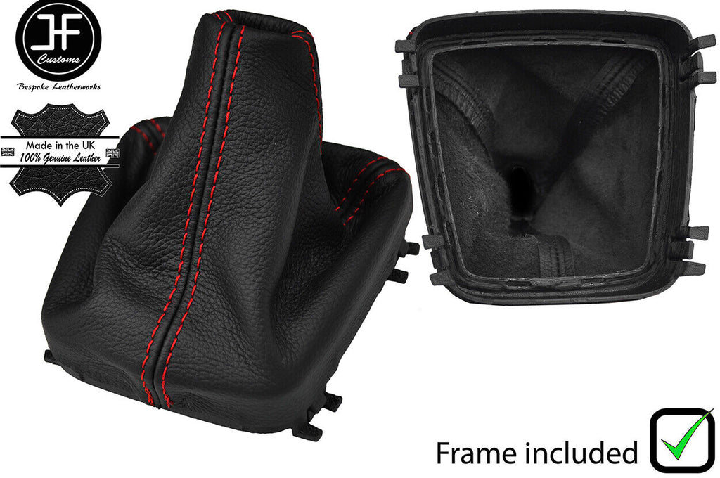 RED STITCH LEATHER MANUAL GEAR GAITER+PLASTIC FRAME FOR VOLVO XC90 2002-2014