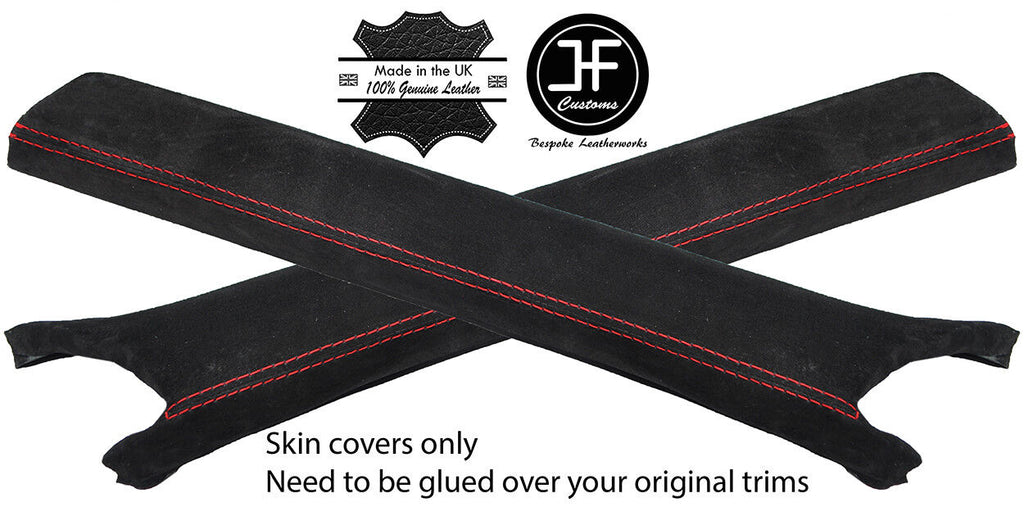 RED STITCH 2X A PILLAR REAL SUEDE COVERS FITS MERCEDES SL CLASS R129 89-02