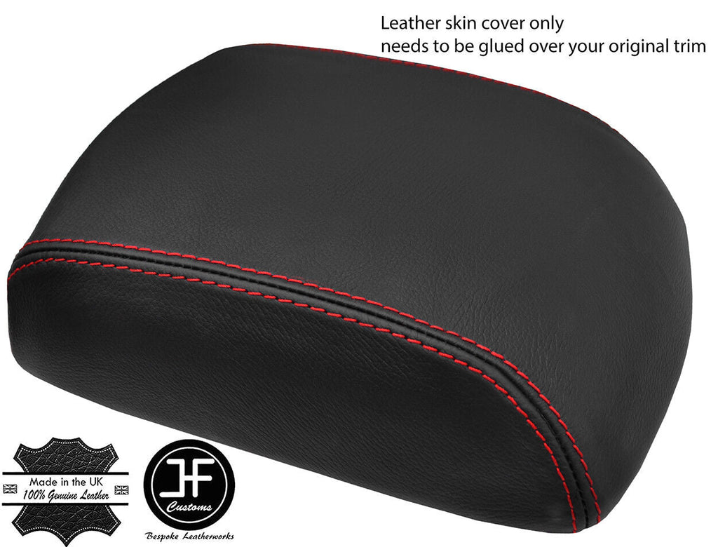 RED STITCHING TOP GRAIN LEATHER ARMREST LID COVER FOR TOYOTA HILUX 2006-2016