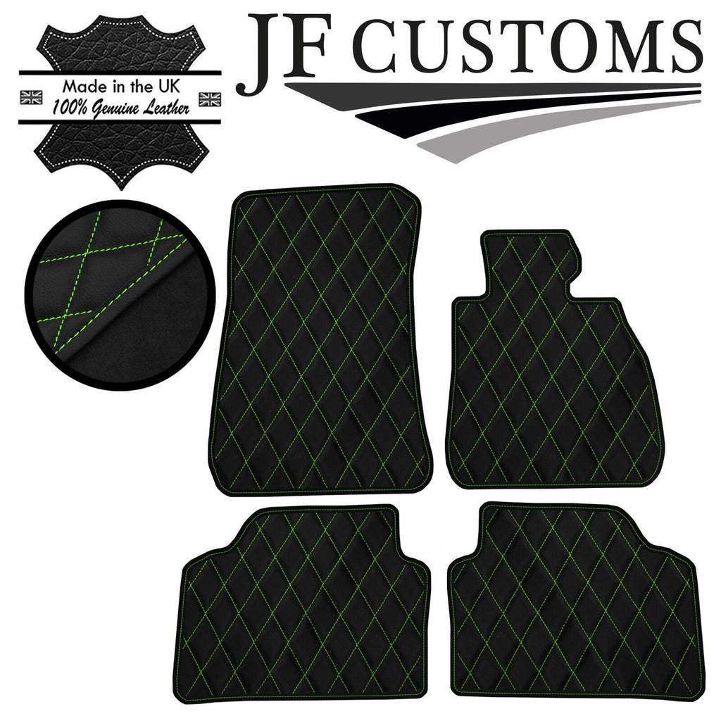 GREEN DIAMOND STITCH VINYL 4X TAILORED FLOOR MAT CARPETS FOR BMW E90 E91 06-13