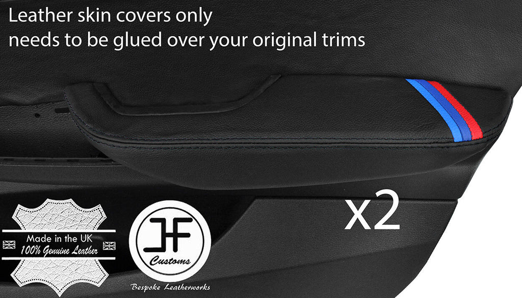 BLACK STITCH TRI STRIPE 2X FRONT DOOR ARMREST LEATHER COVER FOR BMW X3 F25 11-18