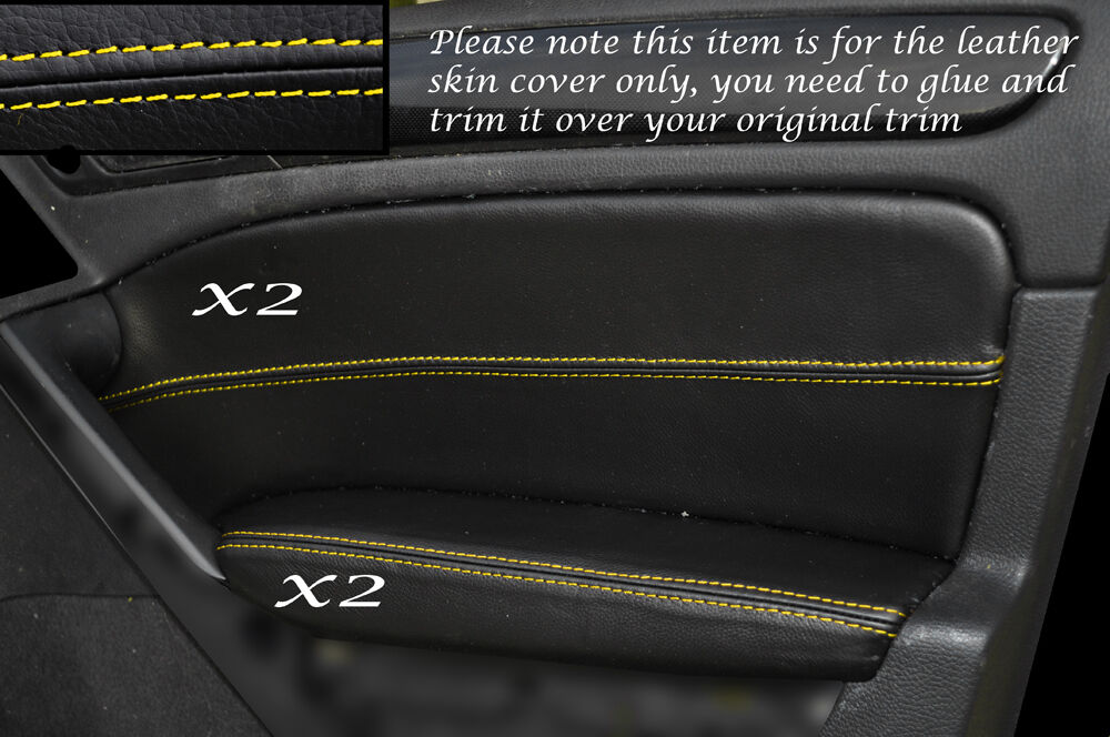 YELLOW STITCH 2X FRONT DOOR CARD TRIM SKIN COVERS FITS VW GOLF MK6 VI 08-13 5DR