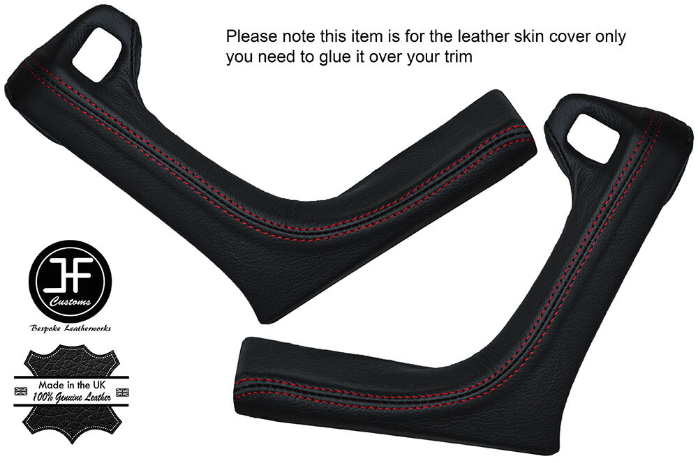 RED STITCHING 2X FRONT FULL DOOR HANDLE LEATHER COVERS FITS BMW 6 SERIES E24