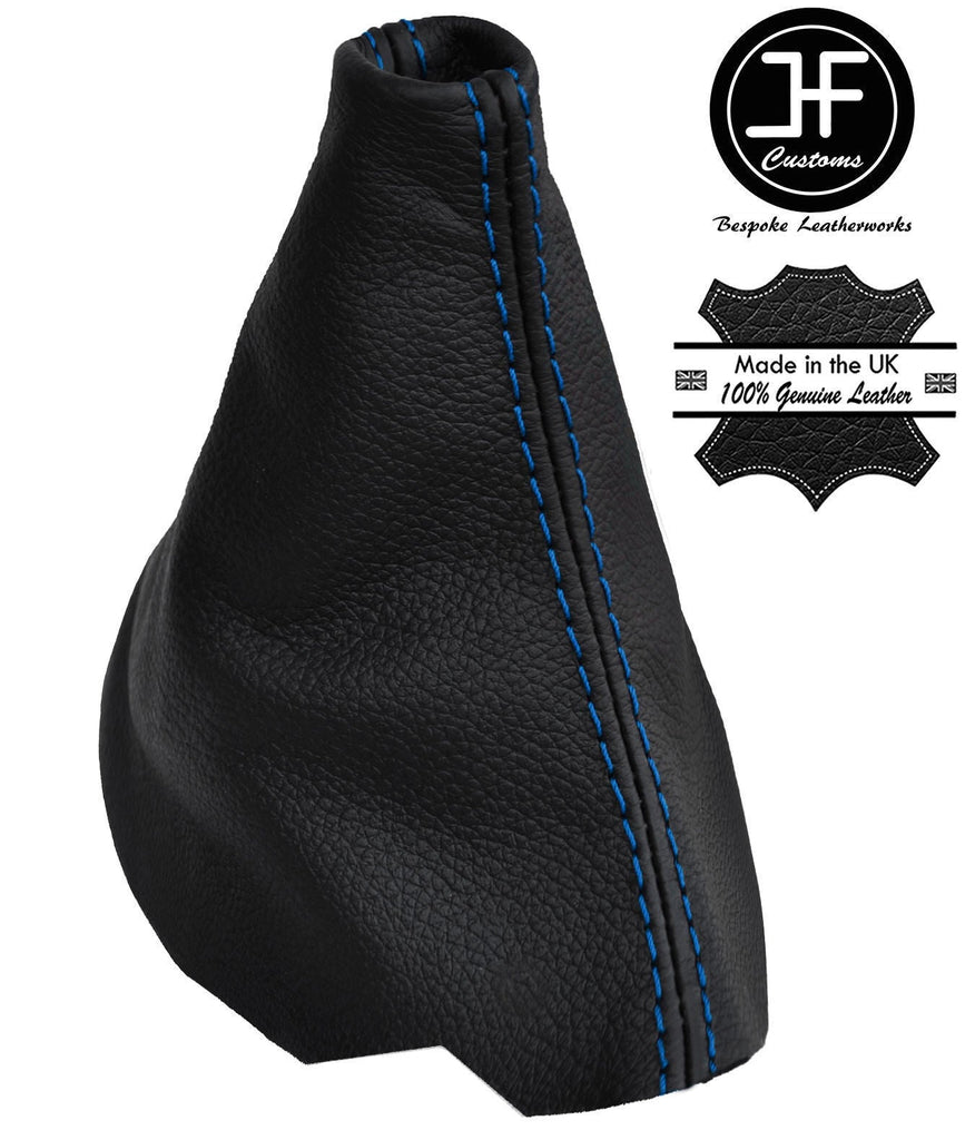 BLUE STITCHING MANUAL LEATHER SKIN GEAR GAITER FITS PEUGEOT 206 206 CC