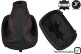 RED STITCH LEATHER MANUAL GEAR GAITER+PLASTIC FRAME FOR AUDI A4 B5 1995-2001