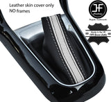 BLACK & WHITE STRIPE TOP GRAIN LEATHER GEAR GAITER FOR CITROEN C3 DS3 2010-2015
