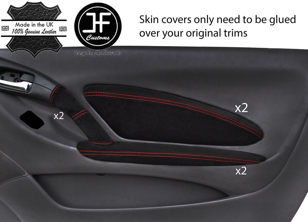RED STITCH 2X FRONT DOOR CARD REAL SUEDE COVERS FITS TOYOTA CELICA MK7 99-05