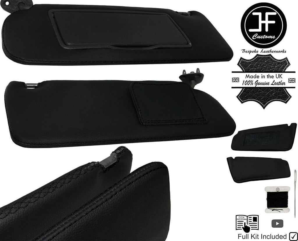 BLACK CROSS STITCH 2X SUN VISOR LEATHER COVERS FOR TOYOTA JZX 100 CHASER 96-00