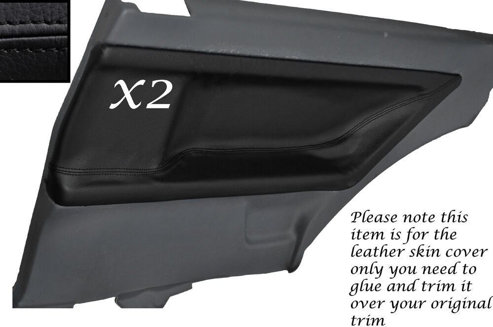 BLACK STITCH 2X REAR DOOR CARD LEATHER SKIN COVERS FITS BMW E36 COUPE 91-98