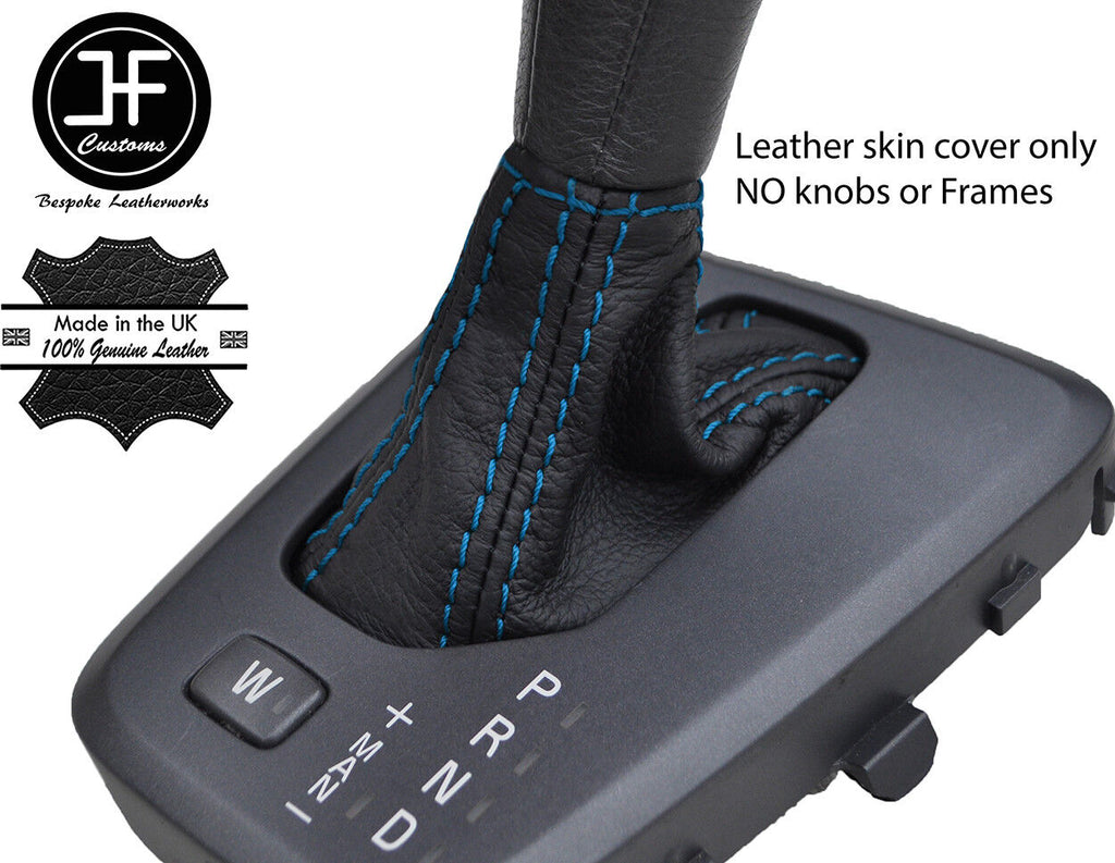 BLUE STITCH TOP GRAIN LEATHER AUTOMATIC GEAR GAITER FITS VOLVO V70 XC70 04-07