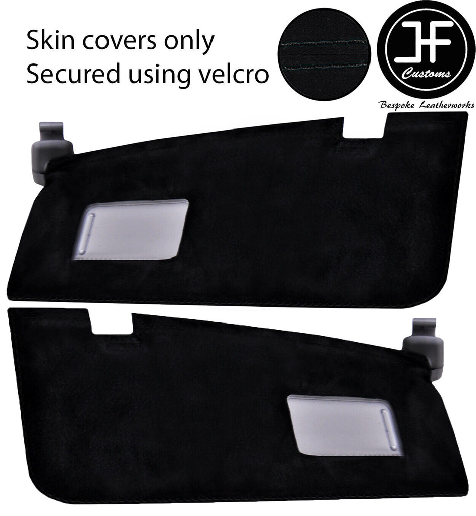 BLACK STITCH 2X SUN VISORS REAL SUEDE COVERS FOR BMW 1 SERIES F20 F21 11-19