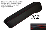 RED STITCH 2X FRONT SEAT ARMRESTS LEATHER SKIN COVERS FITS AUDI A8 1994-2002