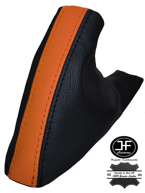 BLACK & ORANGE LEATHER HANDBRAKE GAITER FITS MG MGF MGTF 1995-2005 CUSTOM NEW