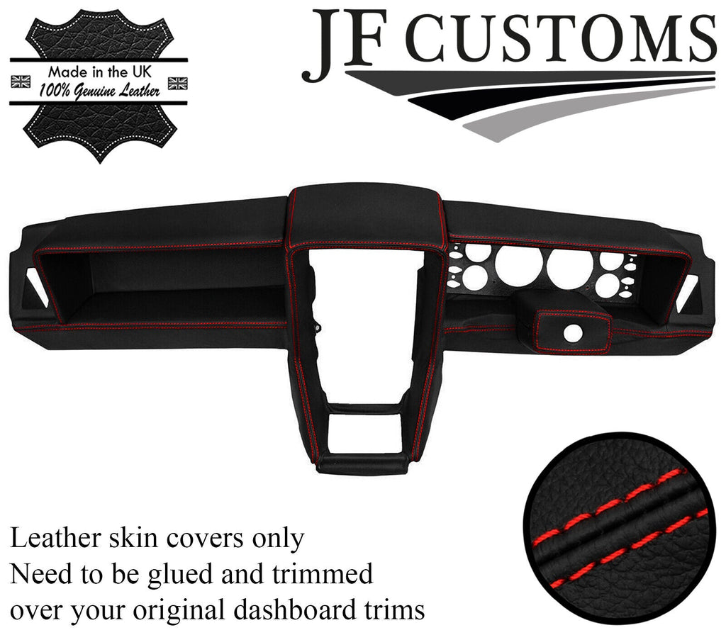 RED STITCH ITALIAN LEATHER 3 PIECE DASHBOARD COVER FITS LOTUS ELITE ECLAT S1