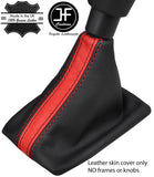 BLACK & RED STRIPE TOP GRAIN LEATHER MANUAL GEAR GAITER FOR PEUGEOT 508 11-17