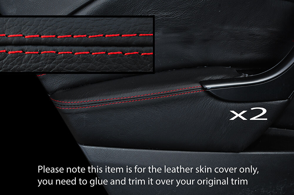 RED STICH 2X FRONT DOOR ARMREST COVER FITS VAUXHALL OPEL ASTRA J MK6 9-15 5DR