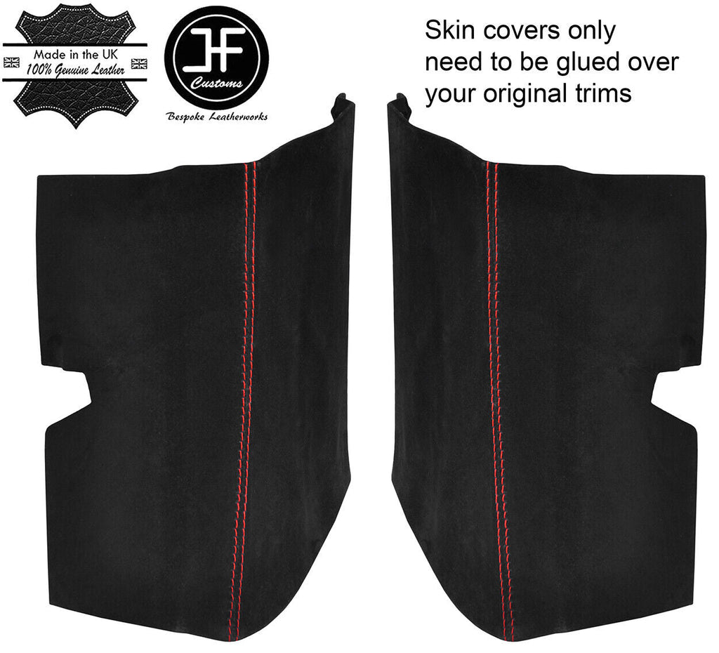 RED STITCH 2X REAR D PILLAR SUEDE COVER FOR MERCEDES VITO VIANO W639 04-12