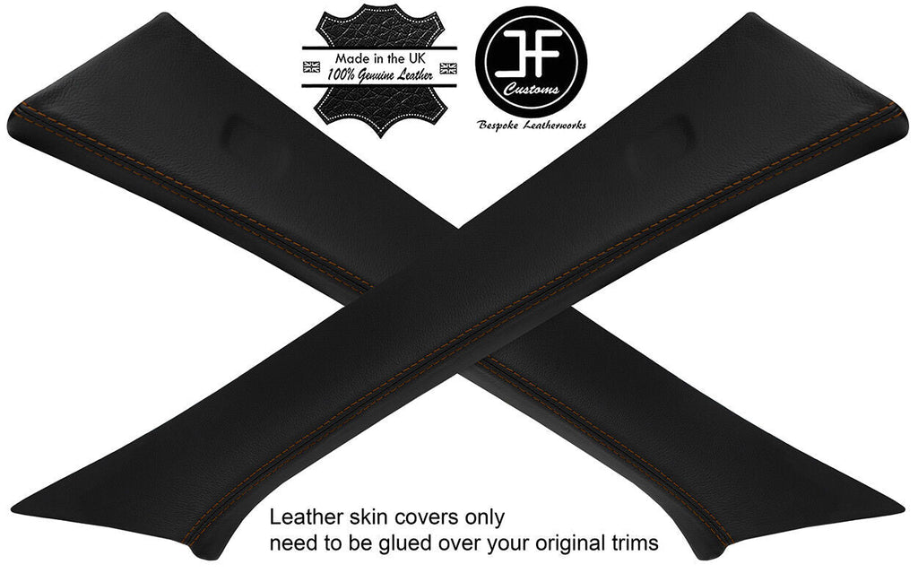 BROWN STITCH 2X A PILLAR REAL LEATHER COVERS FITS MERCEDES A CLASS W176 12-16