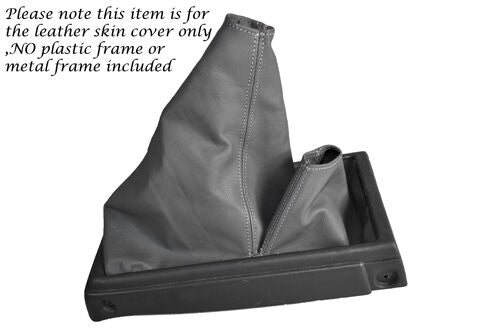 WHITE STITCH MID GREY LEATHER MANUAL GEAR GAITERS FITS TOYOTA HILUX 2002-2005