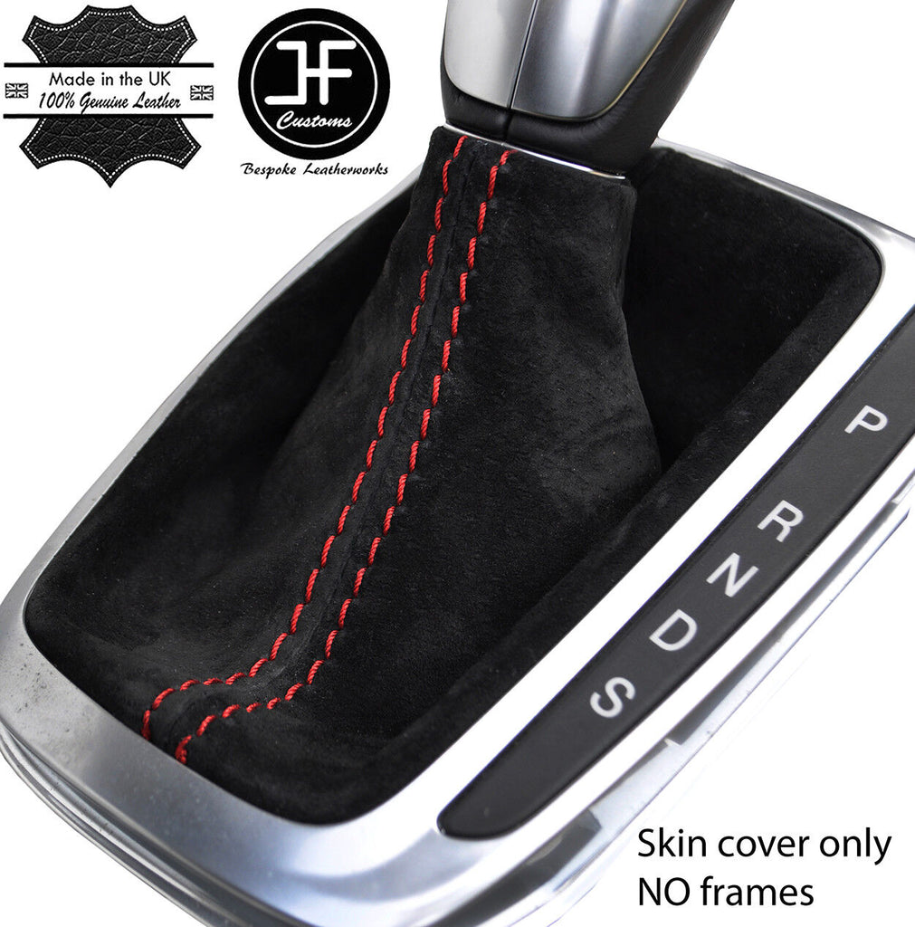 RED STITCH REAL SUEDE AUTO AUTOMATIC GEAR GAITER FOR FORD GALAXY MK4 15-18
