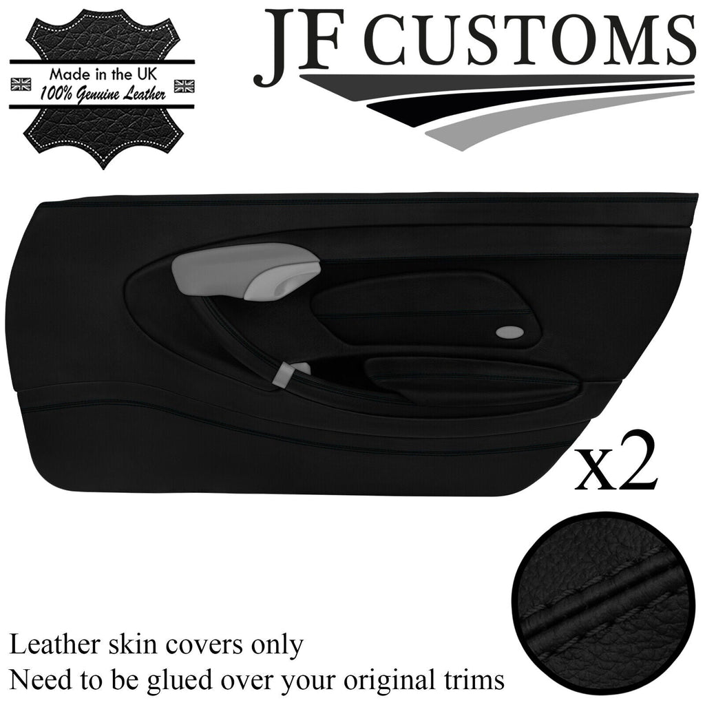 BLACK STITCH LEATHER 2X FULL DOOR CARD COVER FOR PORSCHE BOXSTER 986 96-04 JF1