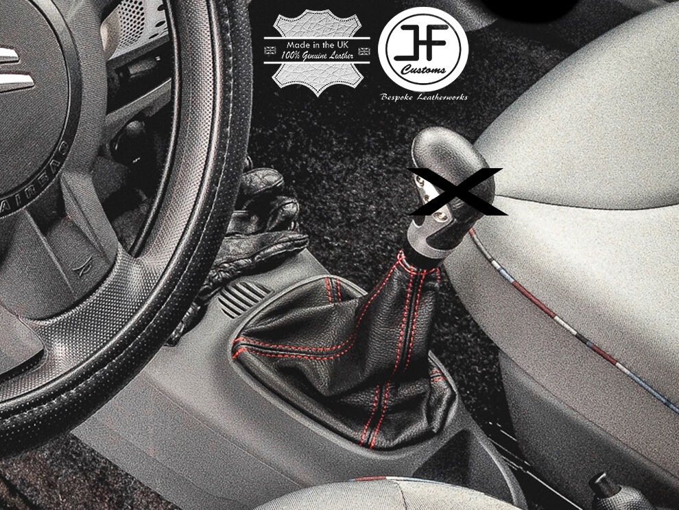 RED 4 STITCHING FITS TOYOTA AYGO CITROEN C1 PEUGEOT 107 GEAR GAITER LEATHER