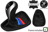 BLACK STICH TRI STRIPE LEATHER AUTO DCT GEAR+PLASTIC FRAME FOR BMW E90 E92 E93