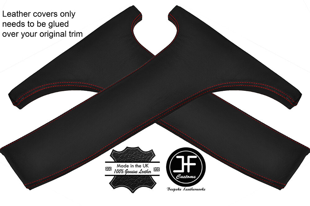 RED STITCH 2X LOWER B PILLAR LEATHER COVERS FITS BMW 5 SERIES E39 1996-2003