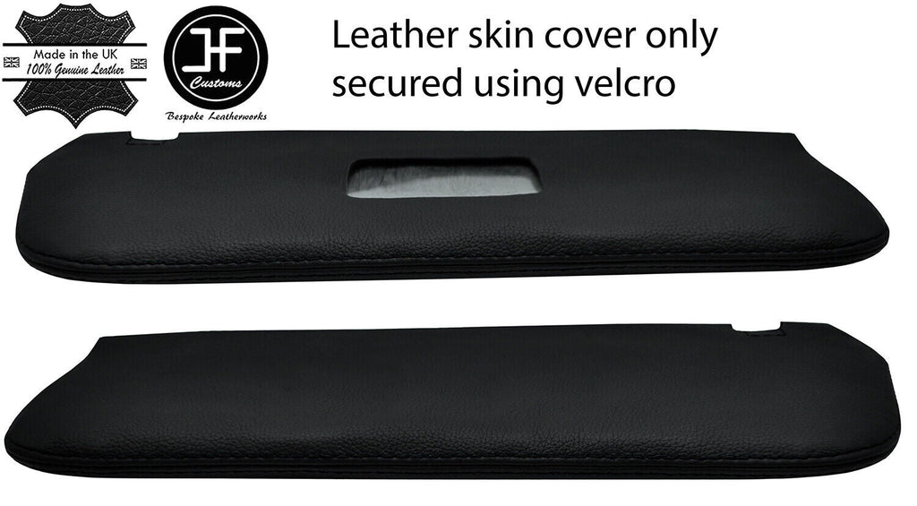 BLACK STITCH 2X SUN VISORS REAL LEATHER COVERS FOR MERCEDES SL C107 R107 71-89