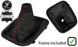 RED STITCH LEATHER MANUAL GEAR GAITER+PLASTIC FRAME FITS BMW 7 E32 1986-1994