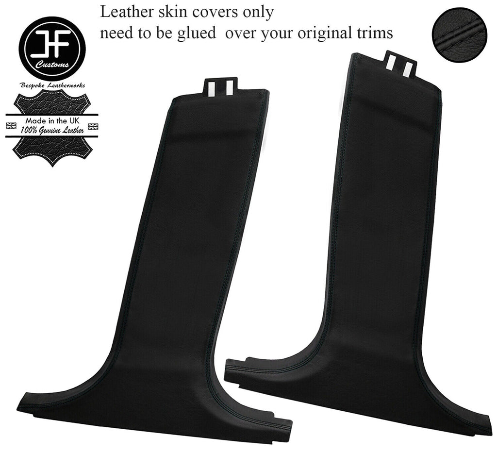 BLACK STITCH 2X LOWER B PILLAR LEATHER COVERS FOR BMW 5 SERIES F10 F11 10-16
