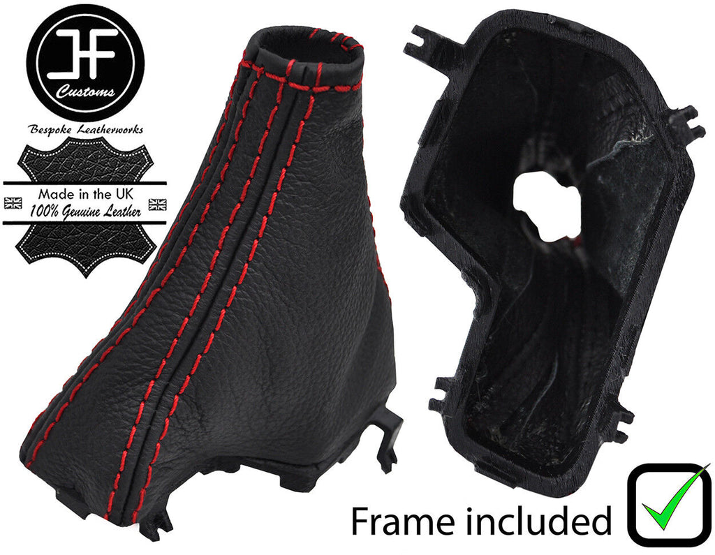 RED STITCH LEATHER AUTOMATIC GAITER + PLASTIC FRAME FOR VOLVO V70 XC70 04-07