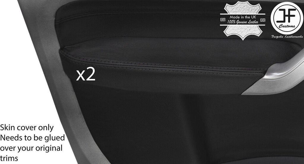BLACK STITCH 2X FRONT DOOR ARMREST LEATHER COVERS FOR VW CADDY MK3 2005-2015