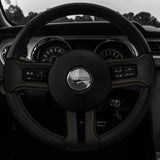 YELLOW STITCH LEATHER COVERED STEERING WHEEL TRIMS+FRAMES FOR FORD MUSTANG 10-14