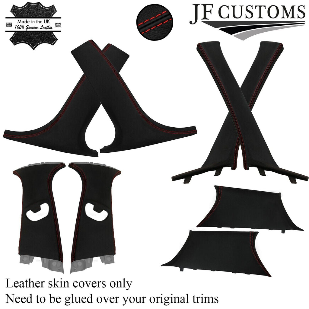 RED STITCH ITALIAN LEATHER PILLAR KIT COVERS FOR BMW 1 SERIES F20 F21 11-17