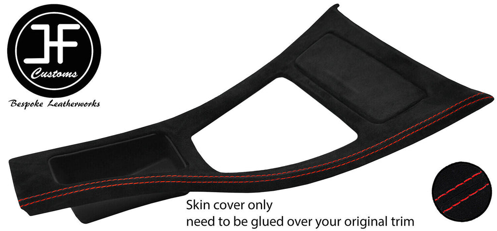 RED STITCH CENTRE CONSOLE TRIM SUEDE COVER FOR BMW E90 E91 E92 E93 STYLE 2