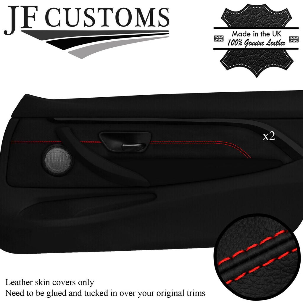 RED STITCH LEATHER FRONT DOOR TRIM COVERS FOR BMW 4 SERIES F32 F33 F82 F83