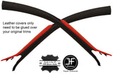 BLACK & RED LEATHER 2X A POST PILLAR COVERS FITS FORD MUSTANG COUPE 10-2013