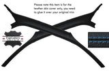 BLUE STITCH 2X A PILLARS LEATHER SKIN COVERS FITS FORD FOCUS MK1 98-04 5 DOOR