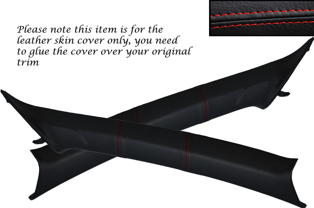 RED STITCH 2X A PILLAR COVERS FITS MITSUBISHI EVO 7 8 9 VII VIII IX CUSTOM NEW