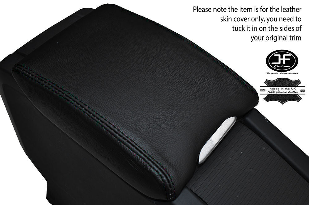 BLACK STITCH ARMREST LID REAL LEATHER COVER FOR FITS VOLVO XC60 2008-2016