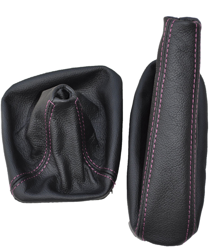 FITS BMW E46 1998-2005 GEAR HANDBRAKE GAITER PINK DOUBLE STITCH LEATHER