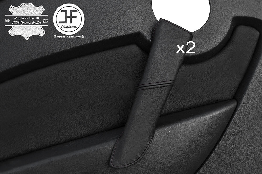 BLACK STITCH 2X REAR DOOR HANDLE LEATHER COVERS FITS PROTON GEN 2 2004-2011