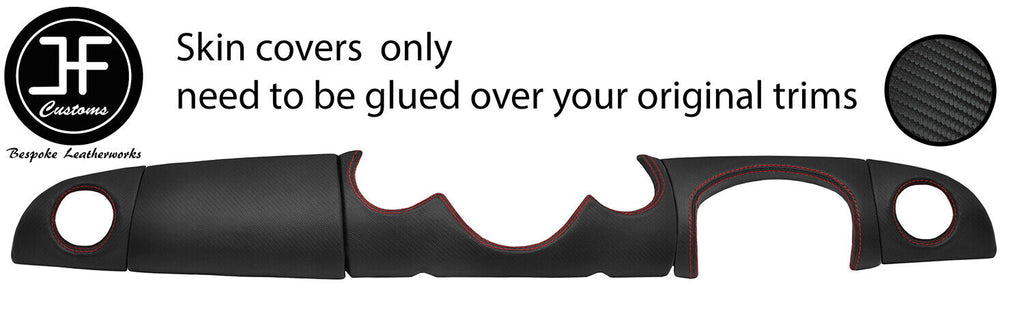RED STITCH 5 PIECE DASH KIT CARBON VINYL COVERS FOR BMW MINI 2000-2004 DSG2