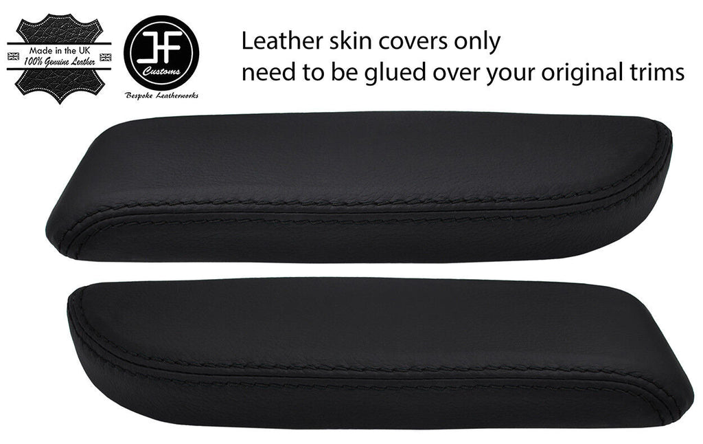 BLACK STITCH 2X FRONT DOOR ARMREST LEATHER COVERS FOR TOYOTA LAND CRUISER 90-97