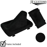 BLACK STITCH REAL SUEDE GEAR GAITER PLASTIC FRAME FOR AUDI Q5 2008-2015 DSG