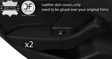 BLACK STITCH 2X REAR DOOR HANDLE ARMREST LTHR COVER FOR AUDI A3 13-20 5 DR JF1